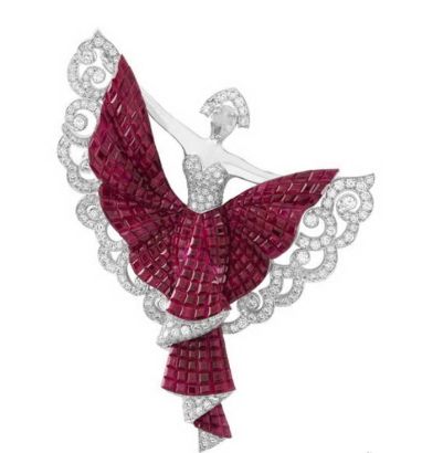梵克雅宝Silk Road Dancer红宝石隐密式镶嵌胸针